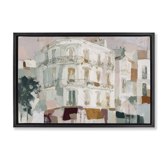 Stupell Industries Contemporary Barcelona Street Corner Black Floating Frame Canvas Art, 25 x 17, by Chromatic Storm Studio