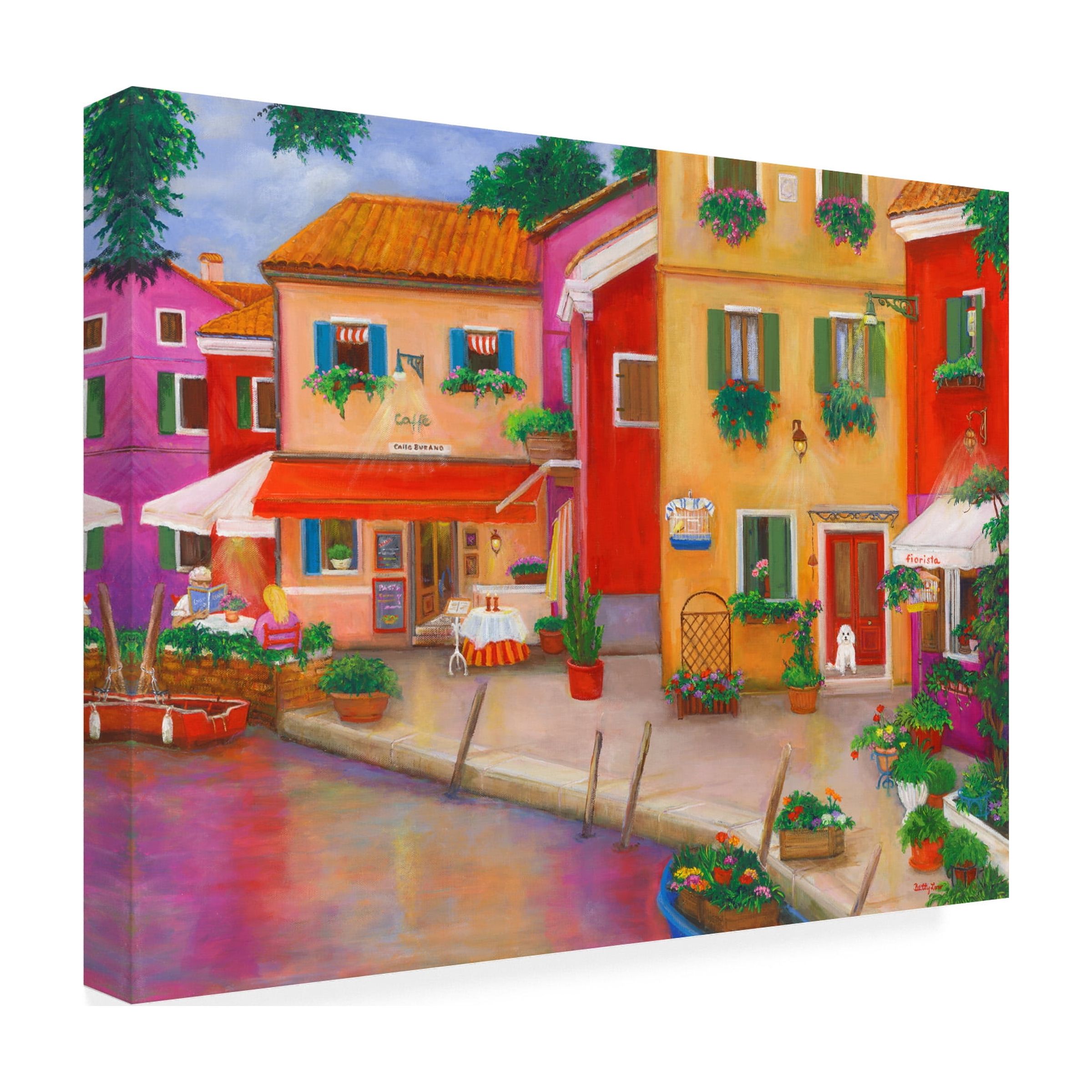 Canvas Wall Art - Betty Lou 'Burano Canal' Wall Art for Living Room, Bedroom, or Office DÃ©cor by Trademark Fine Art - 47 x 35 Inches