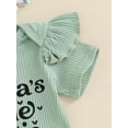 thumbnail image 7 of Suealasg 3Pcs Baby Girl Summer Clothes Set Short Sleeve Letter Print Ribbed Romper Floral Shorts Bow Headband Infant Newborn Girls Outfits, 7 of 7