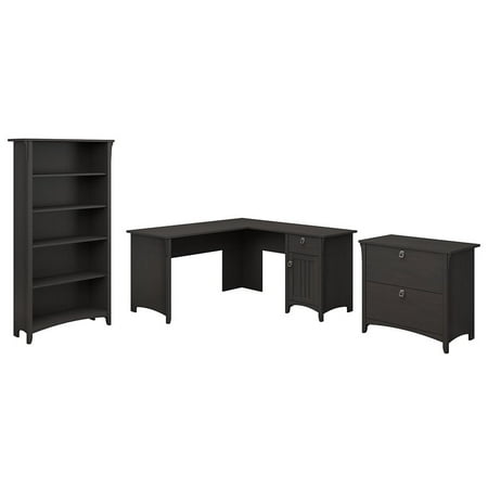 Presidential Office Suite - Bush Salinas 60W L Shaped Desk Office Suite in Vintage Black