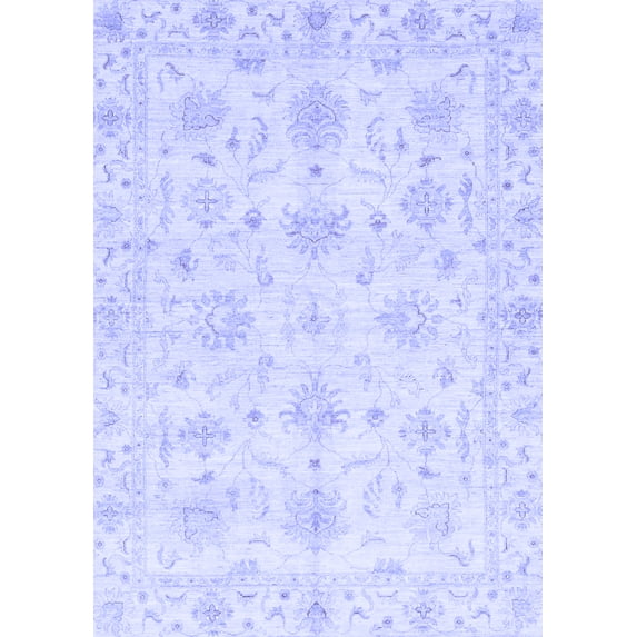 Ahgly Company Machine Washable Indoor Rectangle Oriental Blue Modern Area Rugs, 7' x 9'