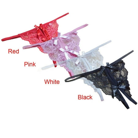 

DJKDJL New women Open fork Transparency tanga bowknot Featured Strappy Sexy Panties - Red