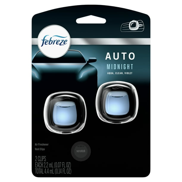 Febreze AUTO OdorEliminating Car Freshener Vent Clip Midnight, .07 Oz