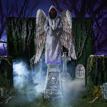 Seasonal Visions 8 ft Cemetery Angel Animated Prop - Gray