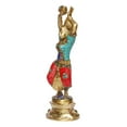thumbnail image 3 of Brass World Lady Dancing Statue Multicolor Stone Brass Idol for Home Décor Indian Culture Apsara Showpiece Women Gift. 12 Inch, 3 of 4