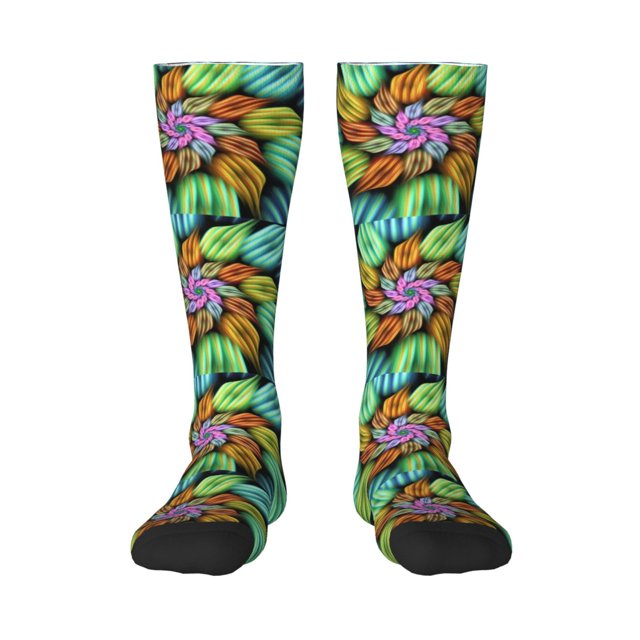 Gaeub Chaussettes Style Hippie Design Imprimé Extensibles Chaussettes Tube Haut pour Hommes Femmes Adolescents, Chaussettes de Softball Soccer pour Randonnée, Sport