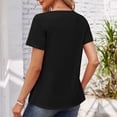 thumbnail image 6 of ATOYSOY Women's Cotton Lined Business Tees Loose Dressy Tunic Shirts Square Neck Pleated Blouses Summer Holiday Short Sleeve Tops Button Cute Pullovers Casual Fashion Black L, 6 of 6