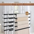 thumbnail image 2 of Gogcaro Pants Hangers 5 Layers Stainless Steel Non-Slip Foam Padded Swing Arm Space Saving Clothes Slack Hangers Closet Storage Organizer for Pants Jeans Trousers Skirts Scarf Ties Towels (3 Pack), 2 of 8