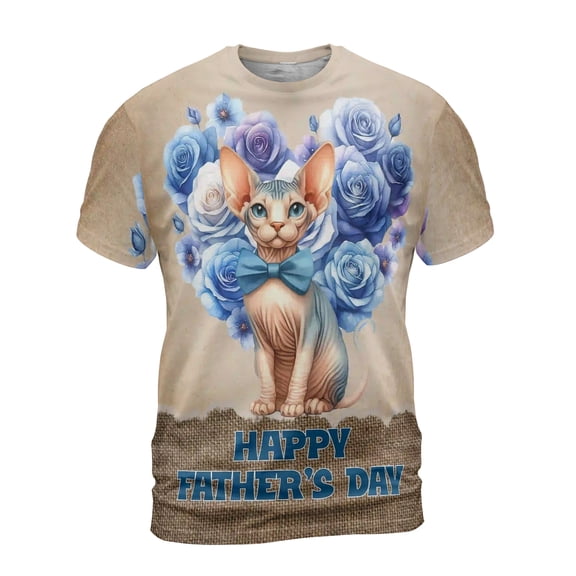 Sphynx Proud Dad Happy Father's Day All Over Print 3D Shirt Unisex Merch Cat Lover Kitten Owner Gifts Idea - 02008