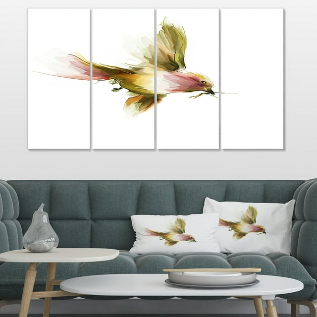 Joli Vol d'Oiseau Vert Adorable - Impression sur Toile d'Art Animalier