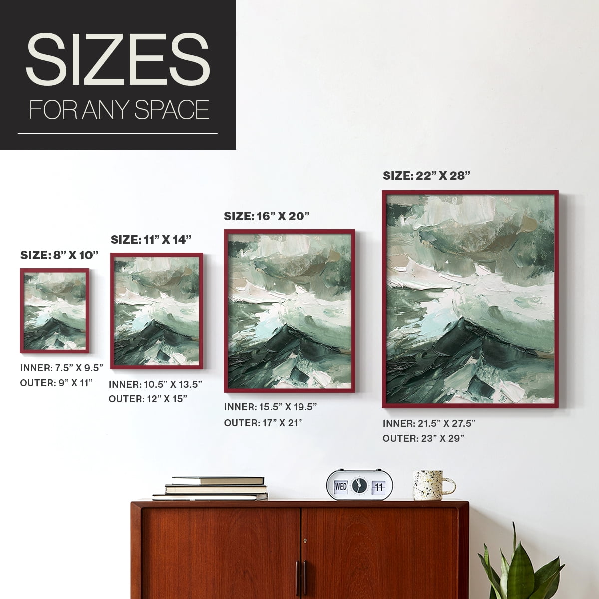 Crashing II Framed Print in Red Solid Wood Framed Print No Nail Hanging