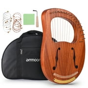 ammoon WH-16 16-String Wooden Lyre Harp Metal Strings Solid Wood String Instrument with Carry Bag Tuning Wrench Cleaning Spare Strings Cloth MusicBook