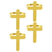 DINHEAROM Golden Cross Napkin Rings Set of 4 Alloy Dining Napkin Holders for Decor 4pcs