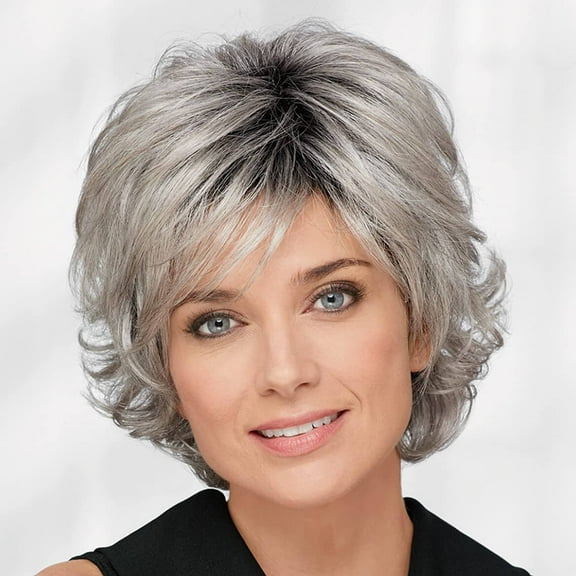 Paula Young Alex WhisperLite Wig Sassy Short Wig with Side-Swept Bangs and Tousled Curls/Multi-Tonal Shades of Blonde, Silver, Brown and Red