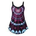 thumbnail image 4 of Women Plus Size Print Strappy Back Tankini Set Two Piece Swimsuits Swimdress, 4 of 9