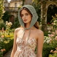 thumbnail image 5 of Helii Women's Crochet Bandana Head Kerchief – Handmade Knitted Triangle Hair Scarf, Boho Vintage Floral Head Wrap with Scalloped Edge, Adjustable Tie Back Headband Grey,One Size, 5 of 5