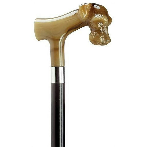 Walking Cane Schnauzer Head Derby Handle Black Maple Cane With Horn Handle