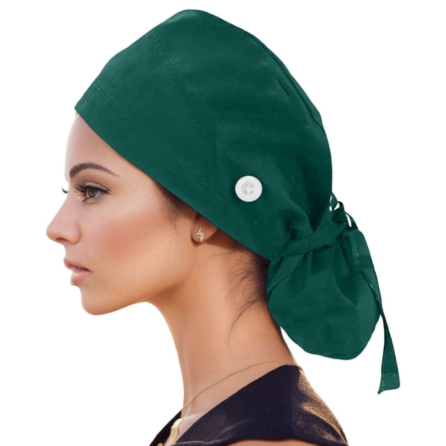 Baseball Caps for Men and Women with Sweatband and Buttoned Scrub Bouffant Design Hat for Use