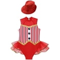 thumbnail image 4 of TiaoBug Sequins Jumpsuit for Girls Jazz Dance Performance Outfit Sleeveless Striped Tutu Dress with Sequin Hat Red 10, 4 of 6