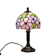 thumbnail image 2 of Tiffany Style Floral Stained Glass Table Lamp,Colorful Flower Shade Desk Lamp with Antique Bronze Metal Base,Lamp for Bedroom, Living Room, Study & Coffee Shop Decor(7.9*14.2 in)C, 2 of 7
