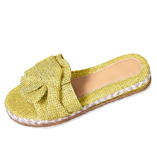 Sandalias de Cuña Negra para las Mujeres Pie Redondo Pescado Boca Bowknot Tejido Yute Espadrille Playa, Sandalias de Cuña Blanca para las Mujeres