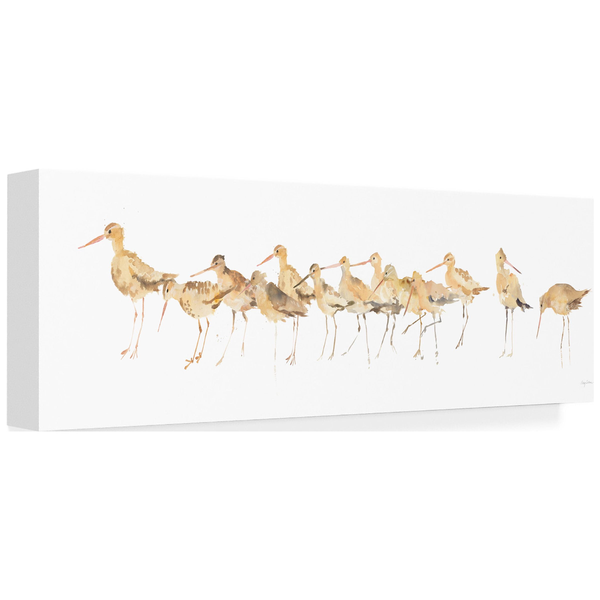 Avery Tillmon 'Watercolor Sandpipers Panel' Canvas Art