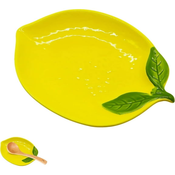Ceramic Spoon Rest for Stove Top, Lemon Cute Spoon Rest for Kitchen Counter, Cooking Spoon Holder for Kitchen Counter, Utensil Rest Spatula Rest Ladle Holder Tong Rest