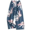 thumbnail image 3 of Womens Pants Pajama Pants Comfy Printed Wide Leg Pants Bow Elastic Waist Long Bottoms, 3 of 3