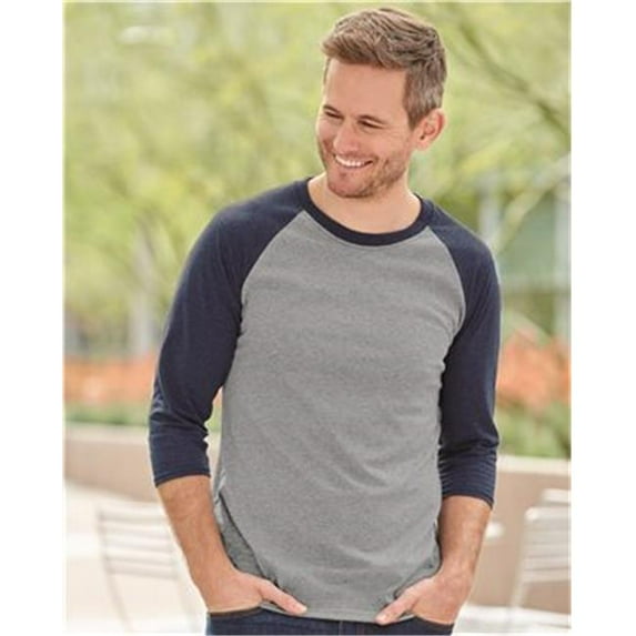 Jerzees B14835019 Triblend Three-Quarter Raglan Baseball T-Shirt, White Heather & Black Heather - 4XL