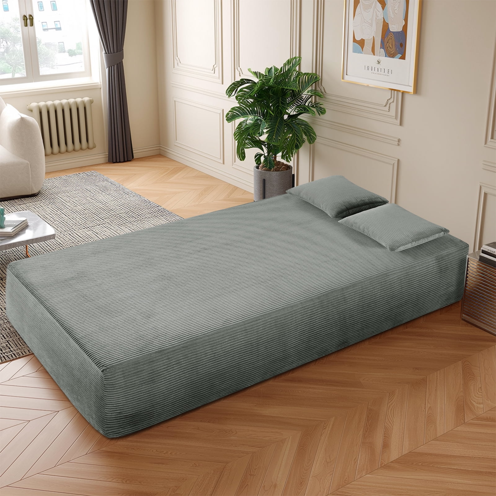 83" Modern Corduroy Loveseat Sofa,2-Seater Cloud Couch with Memory Foam and Spring Seat With Four Pillows,Deep Seat Sofa with Wide Armrests,No Assembly Couch in a Box for Bedroom,Living Room