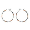 thumbnail image 5 of LeCalla 925 Sterling Silver Two-Tone Light Weight Italian Design Click Top Small Hoop Earrings Jewelry Gifts for Her Women and Teen 25MM, 5 of 9