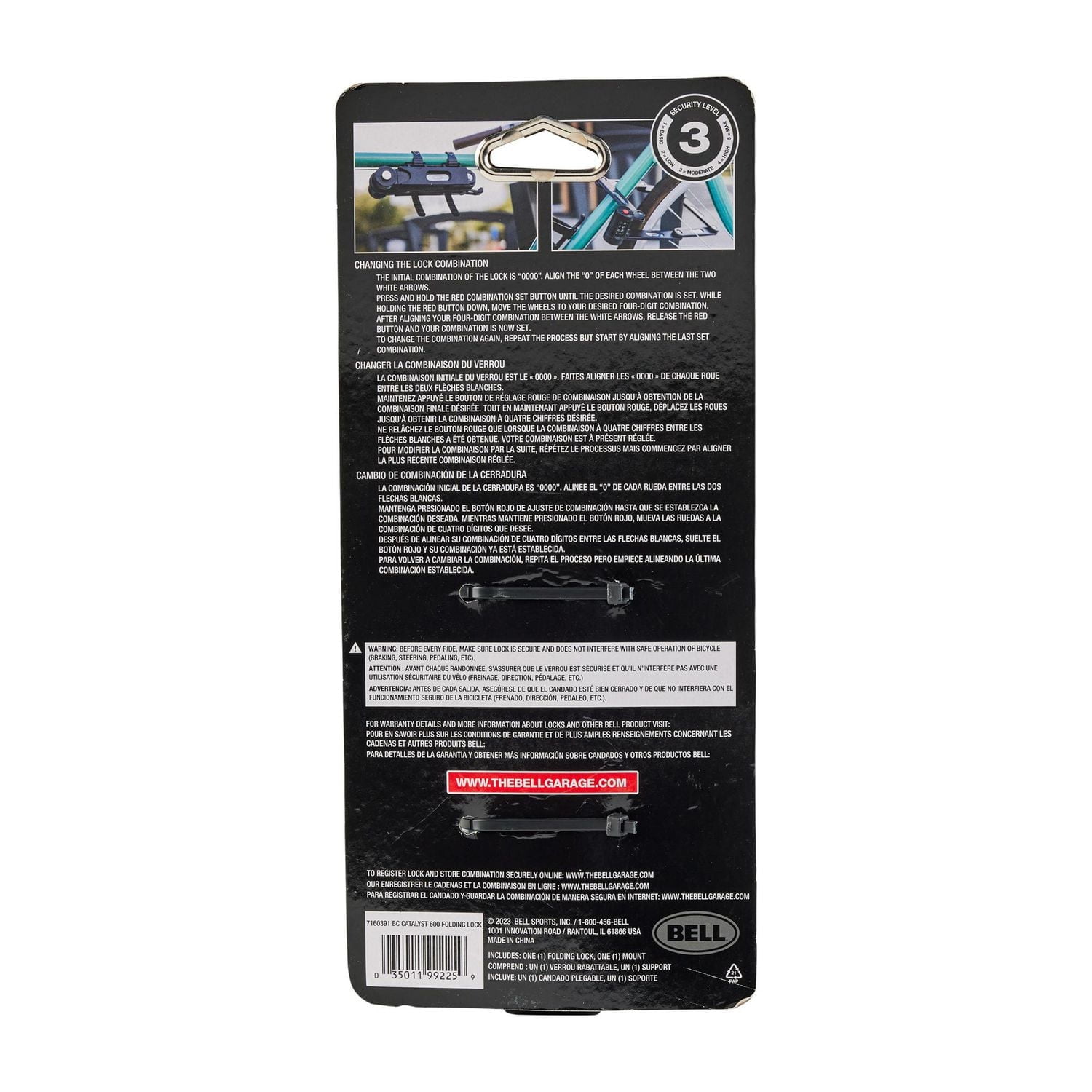 Bell Sports Catalyst™ 600 Folding Lock, Carry bracket included