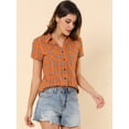 thumbnail image 3 of CamiDe Cuadros Estilo Western De Algodón Clásico Con Botones PaMujer NaranL, 3 of 6