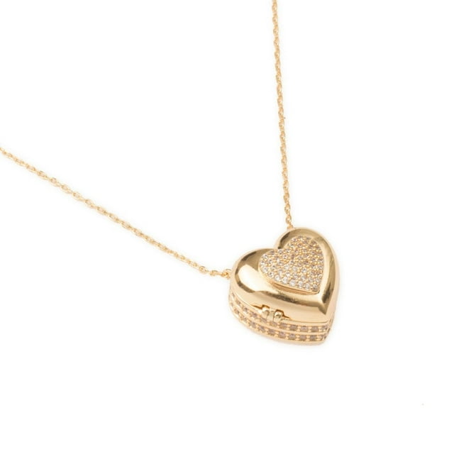 Collar Gargantilla Ametrinaa MPGD0023 con Dije Baúl de Corazón Chapa de Oro 18k