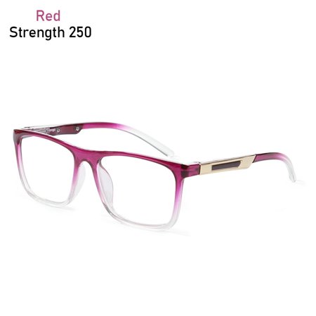 Fashion Vintage Eye Protection Portable PC Eyeglasses Ultra Light Frame Computer Goggles Reading Glasses RED STRENGTH 250