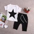 thumbnail image 4 of Douhoow Summer Toddler Boys 2PCS Set Short Sleeve O-Neck Star Print White T-Shirt Black Harem Pants, 4 of 8