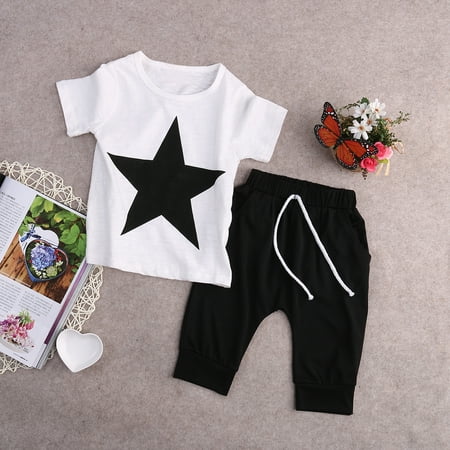 

Toddler Kids Baby Boys Clothes Star T-shirt Tops Harem Pants 2pcs Outfits Clothing Set 2-7Y