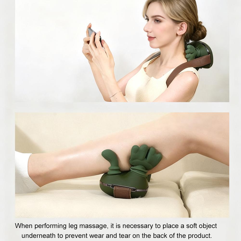 Portable Electric Neck and Back Massager, Bionic Heated Massager with Fingers for Neck Back Shoulder, Electric Shoulder Cervical Massage for Christmas Birthday Gift