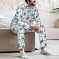 thumbnail image 7 of Fuzoiu Flower Leaves Print Men's Long-Sleeved Pajama,Lounge Button Down Nightwear,Mens Notch Collar Pajama Set -Small, 7 of 7