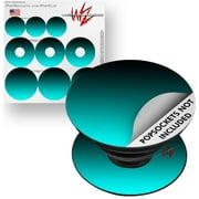 Decal Style Vinyl Skin Wrap 3 Pack for PopSockets Smooth Fades Neon Teal Black (POPSOCKET NOT INCLUDED) by WraptorSkinz