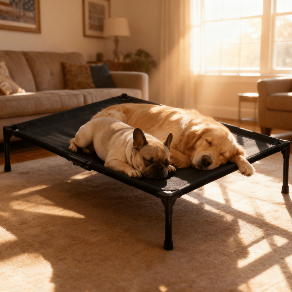 DEROFIT Elevated Dog Bed for Medium & Large Dogs, Durable Dog Cot with  Washable Mesh, Portable Cooling Raised Pet Bed, Black