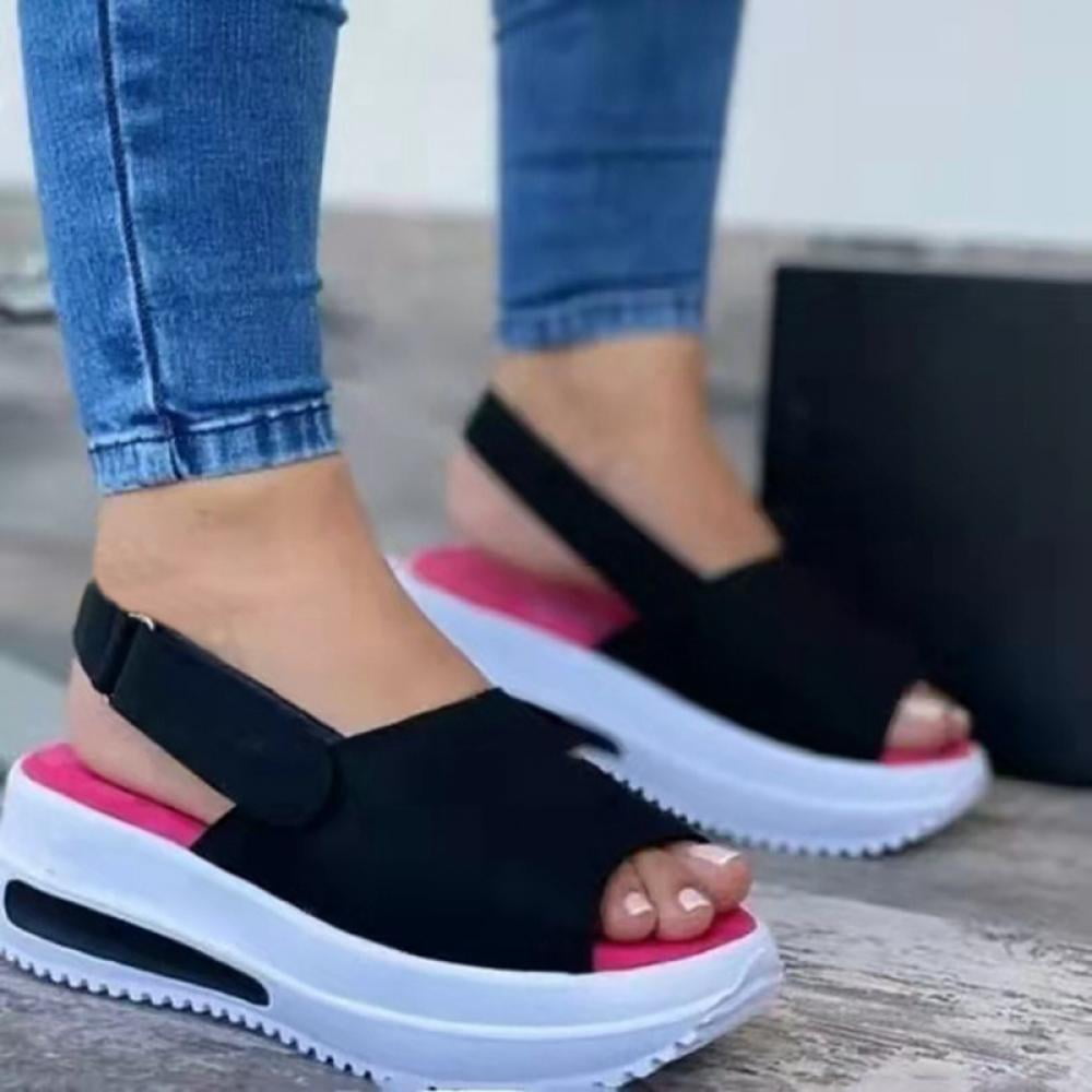 Women's Strappy Flat Sandals Footbed Open Toe Wedge Platform Summer Shoes Size 