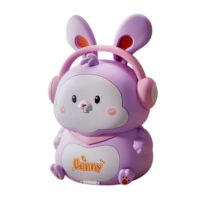 Hucha decorativa con forma de conejo, portátil, con música, grande Violeta