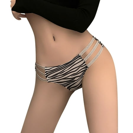 Xiaoxatg Panties for Women Fashion Sexy Striped Ice Silk Hollow Briefs Threaded Women s Panties Running Underwear for Women
