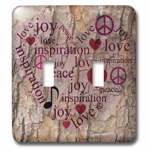 3dRose, Inspirational Words on a Tree- Peace, Love, Joy, double toggle switch