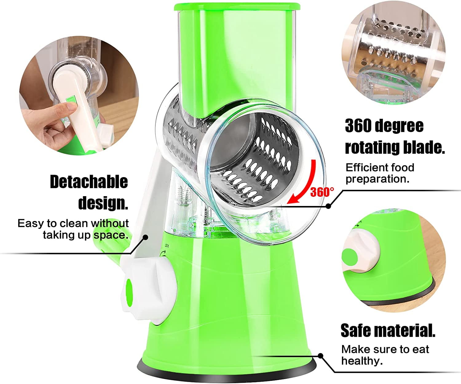 Cheese Grater Vegetable Graters Kitchen Grater Shredder with 3 Drum Blades  Strong Suction Base 3 in 1 Shredder Slicer Grinder for Cucumber Nut  Esg17236 - China Cheese Grater and Grater price