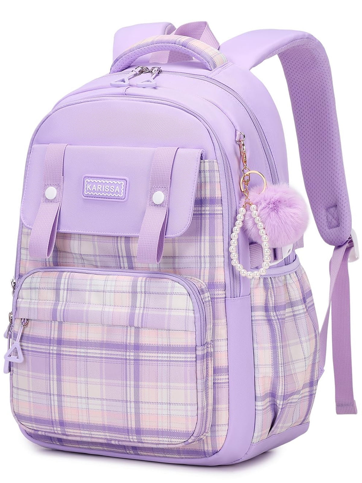 Soda Candy Girls Backpack Ideal Elementary Middle School Backpacks for Kids Cute Kawaii Large Capacity Bookbag with Reflective Strip, Purple