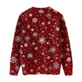 thumbnail image 3 of WTOBBY Christmas Themed Women's Knit Sweater Top, Long Sleeve Round Neck Printed Pullover, Casual Holiday Fashion Wear for Seasonal Outfits,Wine M, 3 of 5