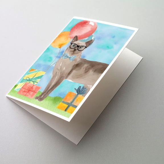 Tonkinese Happy Birthday Greeting Cards and Envelopes Pack of 8