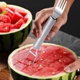 thumbnail image 5 of 2-in-1 Stainless Steel Fruit Cutter - Watermelon Slicer Fork Cutter, Summer Watermelon Cutting Fork, Multi-Purpose Dual Head Fruit Forks Slicer Knife for Home Camping Kitchen Gadget, 5 of 6